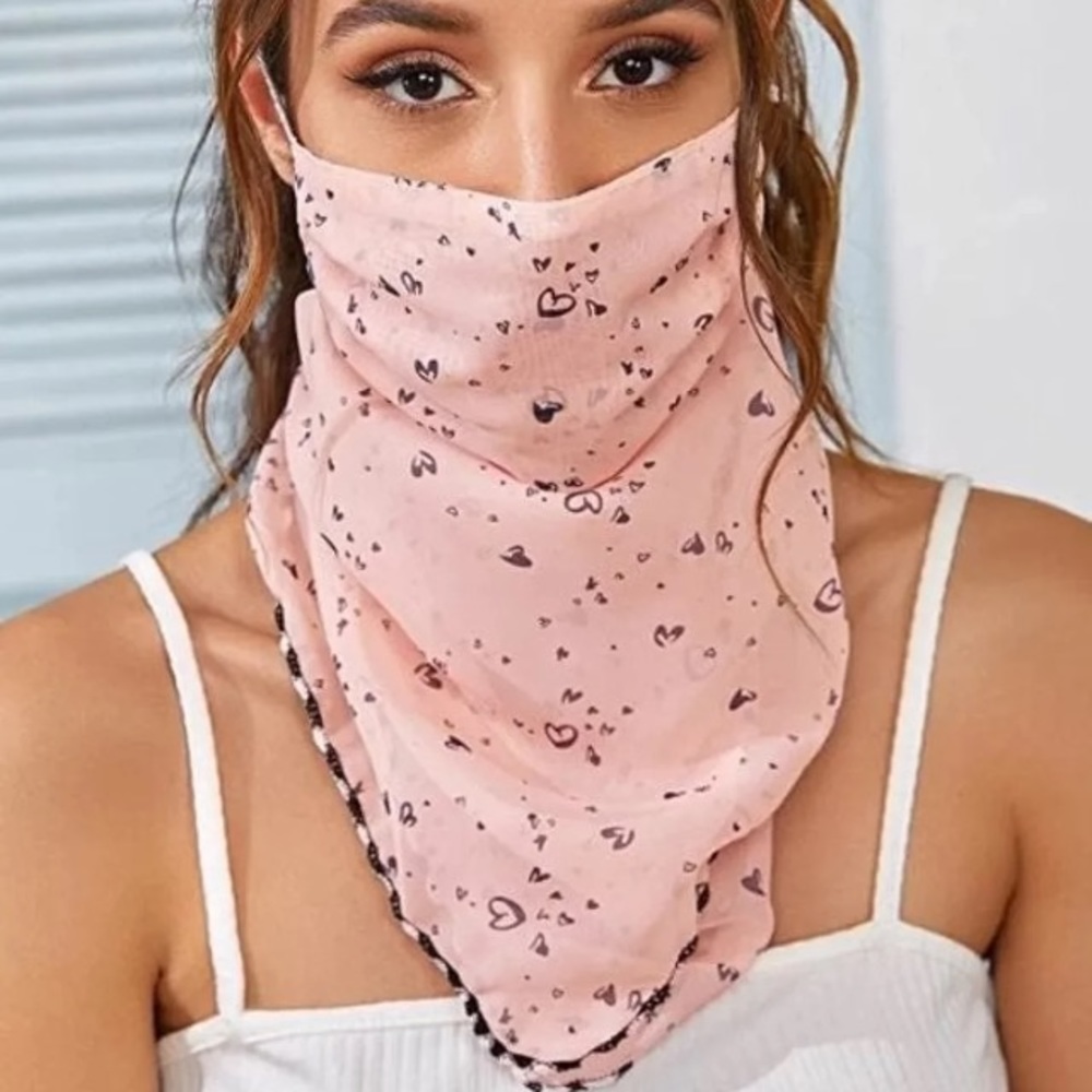 Black HeartsOn Pink Facemask & Scarf Adjustable Ear Strips 4 A Comfortable Fit